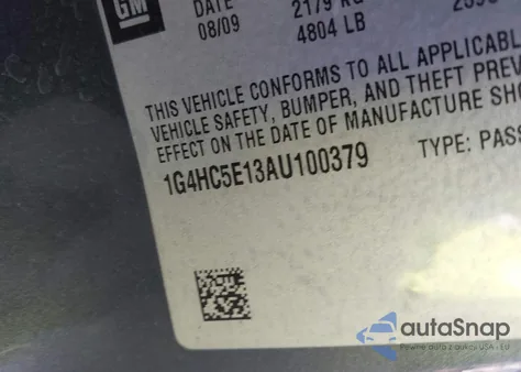 2010 Buick Lucerne Cxl z USA, uszkodzony, nr VIN 1G4HC5E13AU100379